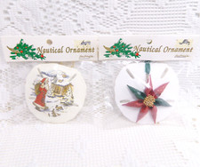 VTG SAND DOLLAR Christmas Ornaments SEA STUFFE Beach NAUTICAL Hand Crafted