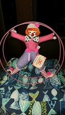 Vtg 1970s Original Calico Critters Clown In Pink Wheel Toy Circus Made in USA