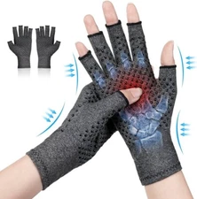 Anti Arthritis Fingerless Copper Compression Gloves Hand Support Pain Relief UK