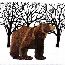 SERVIETTES EN PAPIER OURS EN FORET. PAPER NAPKINS BEAR IN THE FOREST