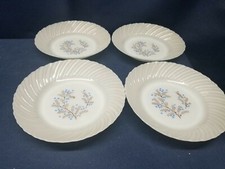 Vintage Mexico China Mex12 Milkglass Set/4 Soup/Salad Bowls Blue Flowers 