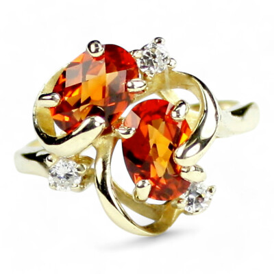 Created Padparadsha Saphir, 10KY oder 14KY Gold Damenring, R016