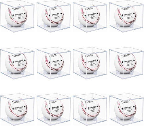12 Pack Baseball Display Case UV Protected Acrylic Clear Baseball Holder Square  - Picture 8 of 12