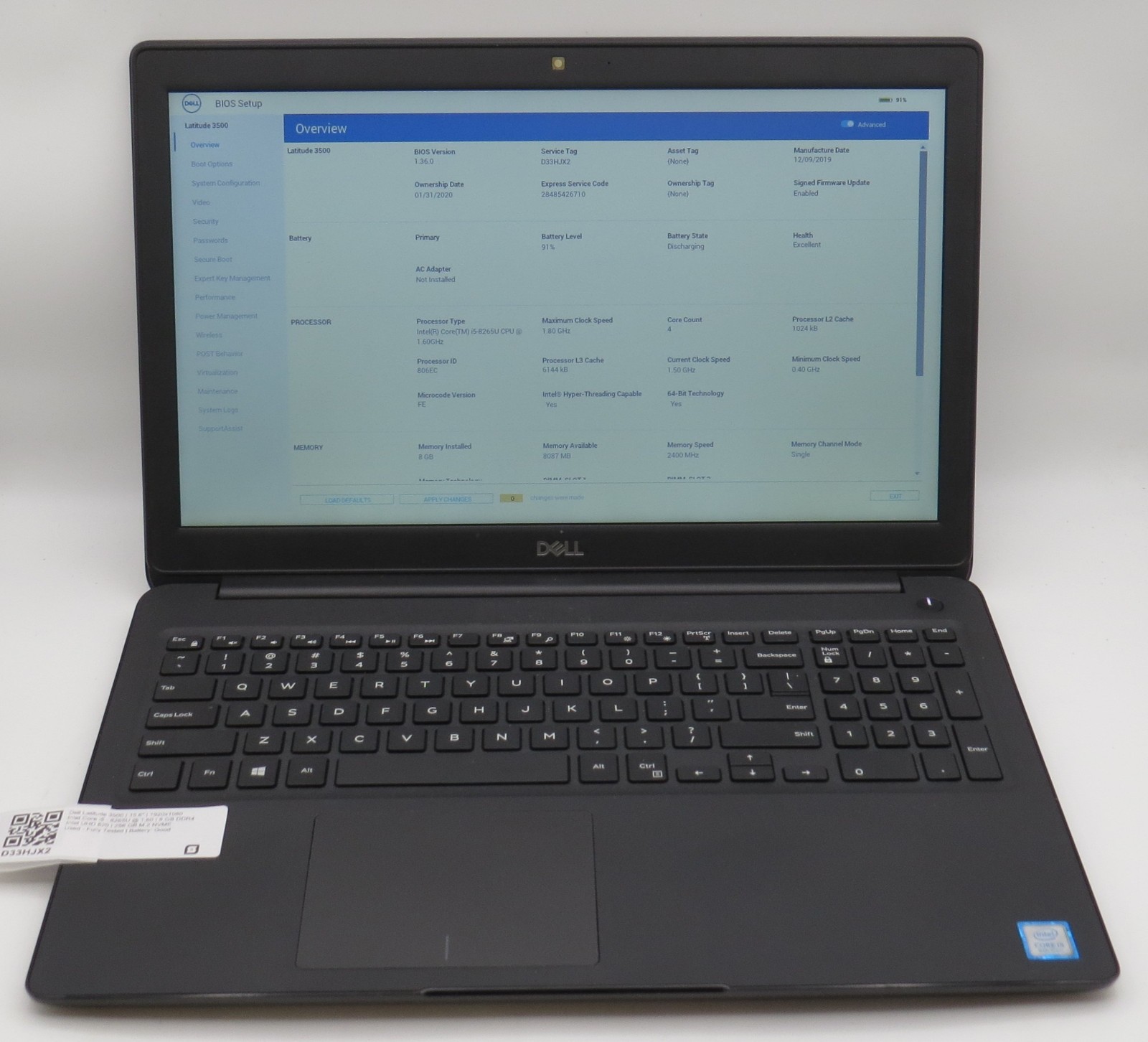 Dell Latitude 3500, 15.6-Inch Laptop, with Intel Core i5 8th Gen., No OS