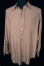 Rare Vintage 1940's WWII Era Light Brown Silky Rayon Shirt Size Med VG Cond