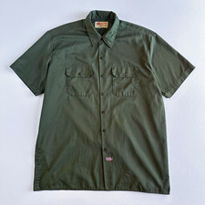 Vintage Dickies Green Work Shirt Men XL Short Sleeve Button Front Twill 1574 00s