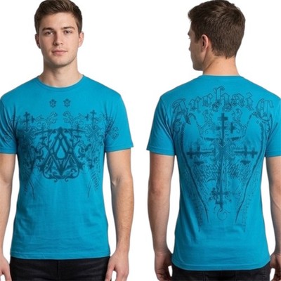 ARCHAIC by AFFLICTION Pacific Blue VIRUS Short Sleeve Slim Fit Y2K T-shirt NWT