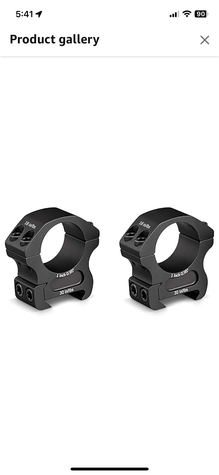 Vortex Optics Pro Series PR1-M 1 Inch Medium Riflescope Rings