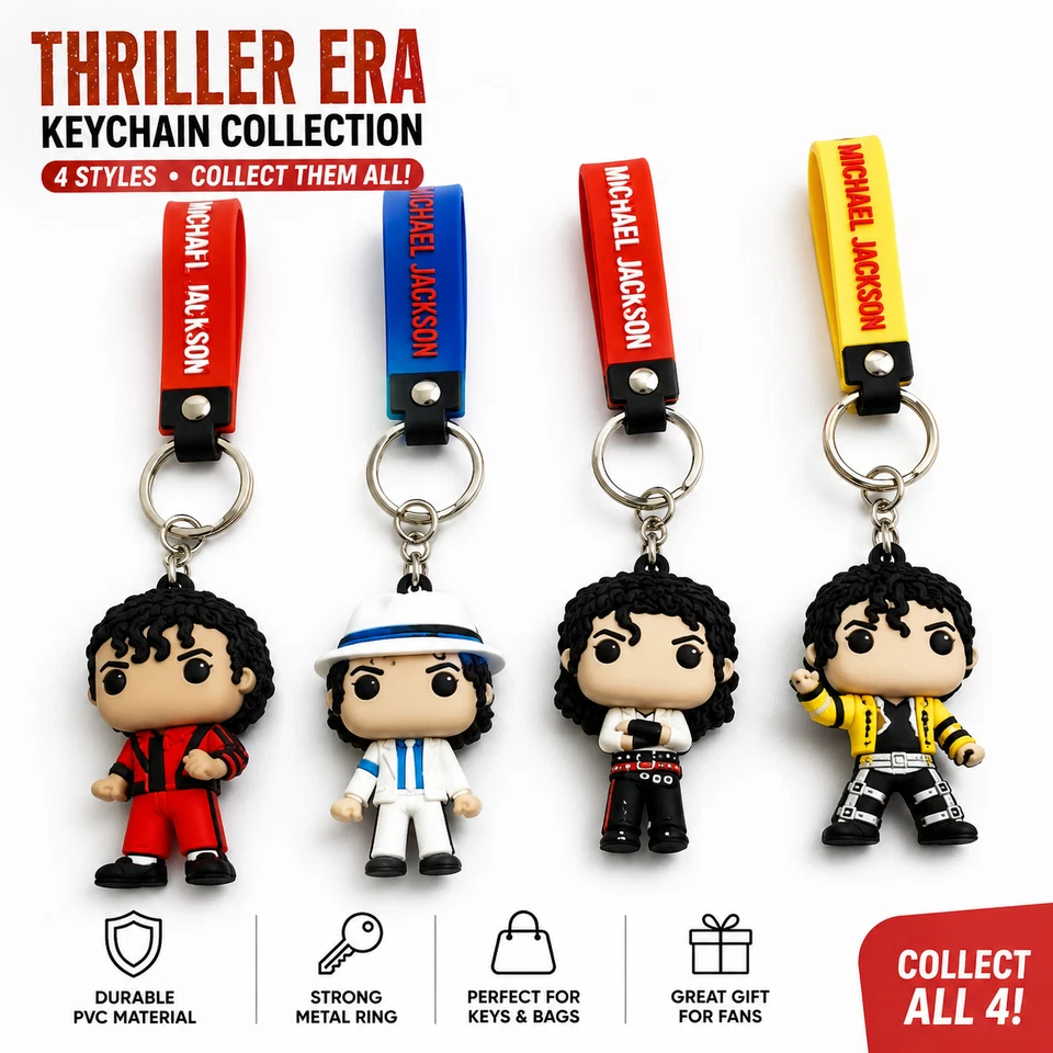 MICHAEL JACKSON 3D NOVELTY RUBBER KEYRING KEYCHAIN BACKPACK CAR HOUSE WORK KEYS - Image 1 of 4