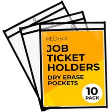 10 Pack Job Ticket Holders, Plastic Sleeves for Paper 8.5x11 inch, Clear Dry ...