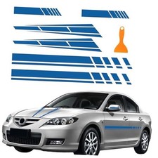 6PCS Car Hood Stickers, Racing Sport Vinyl Body Side Stripe Decal, Blue
