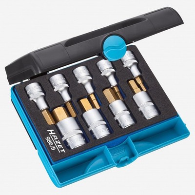 Hazet 986/9 Titanium-Nitride Inside Hex Socket Set, 5-19mm, 1/2'' Drive, 9 Pieces