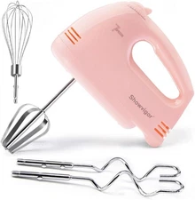 Handmixer Electric Handheld - 7 Speed Portable Kitchen Mixer Pink 