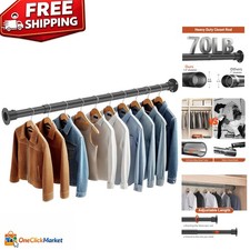 1.3 Diameter Alloy Steel Adjustable Closet Rod - Supports 70 lbs of Garments