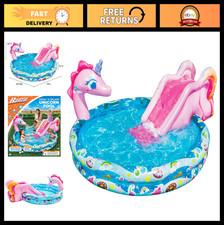 Inflatable Unicorn Pool Water Slide - 78" x 60" x 32" Outdoor Splash Toy