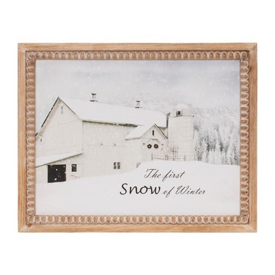 Framed First Snow Barn Print 18''L