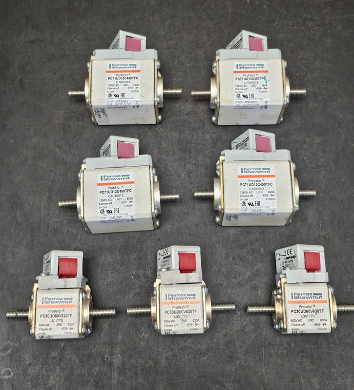 7 PC FERRAZ SHAWMUT 450A + 630AMP FUSES
