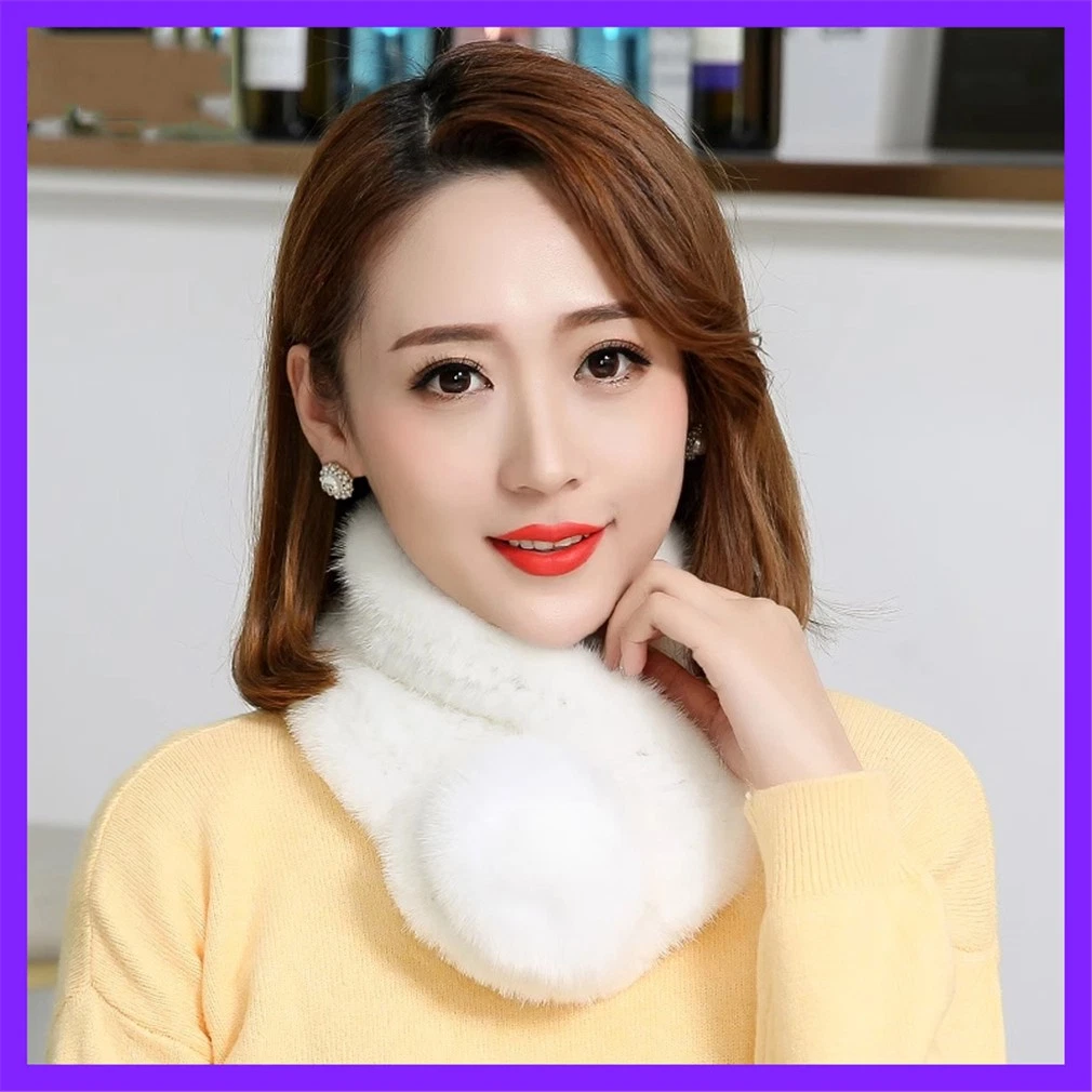 Women's Real Mink Fur Scarf Thicken Winter Warm Neck Wrap Collar Size 63x12cm