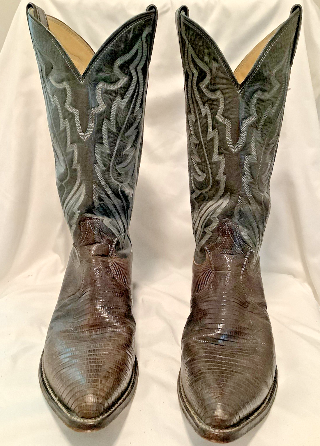 Justin Vintage 8325 Lizard Skin Leather Cowboy Boots Size 9.5D