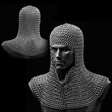 Chainmail Coif Renaissance Medieval Steel Rings Hood ArmoR Chain Mail Coif