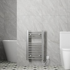 Bathroom Electric Curved Towel Rail Ladder Radiator 700 x 400mm Chrome 150W