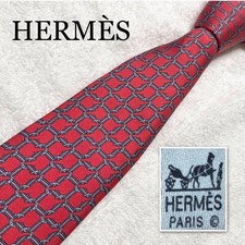Excellent condition HERMES Tie Cord Ribbon Horseshoe Check 100 Silk Made in Fran
