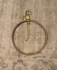 Vintage Solid Brass Nautical Seahorse Wall Towel Holder Bathroom Beach