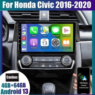 Apple Carplay Car Android 13 For Honda Civic 2016-2021 Stereo Radio GPS Navi 64G