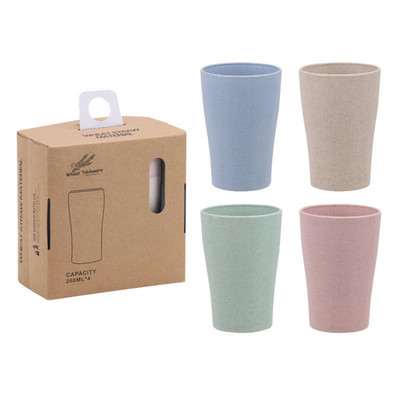 4Pc/Set Wheat Straw Portable Drinking Water Cup Washing Cup Simple Household Adu