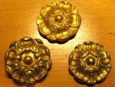 CACHE-PITON ancien en BRONZE ROSACE FEUILLES ACANTHE - LOT de 3-  ø: 40 et 38 mm