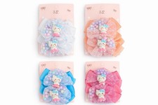 SL Glitter Bow Multicolor Cat Hair Clips Set for Girls, 4 Pairs, All Hair Types