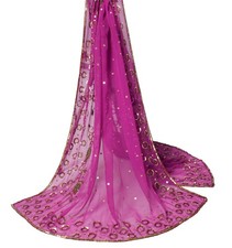 Sushila Vintage Sequins Embellish Dupatta Pure Georgette Purple Floral LongStole
