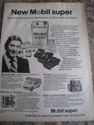MOBIL SUPER ONE ÖL ÜBERTRIFFT TECHNISCHE DATEN ALLER AUTOBAUER 1977 WERBUNG A4 AKTE 56