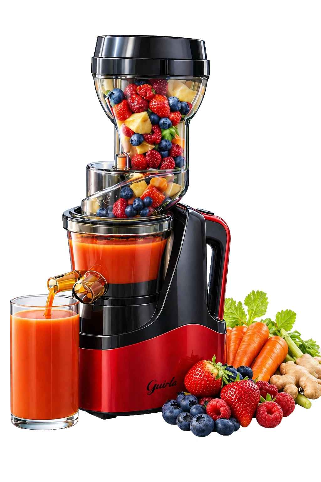Guirla Premier Cold Press Juicer - NEW - RED - 1000mL - US PLUG