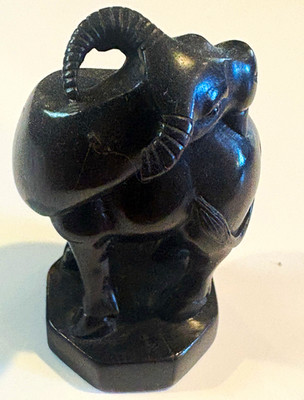 Japanese Netsuke licking Bull w/ stamp