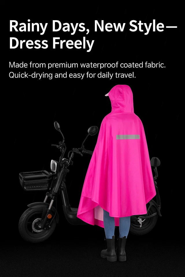 Waterproof Rain Poncho for Scooter, Bike & Outdoor Use – Reflective Cape - Image 3 of 4