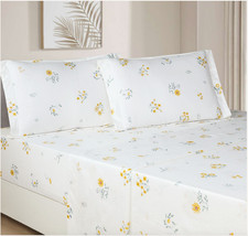 Leila Yellow Floral 100 Cotton Sheet Set with Pillowcases Cottagecore Farmhouse