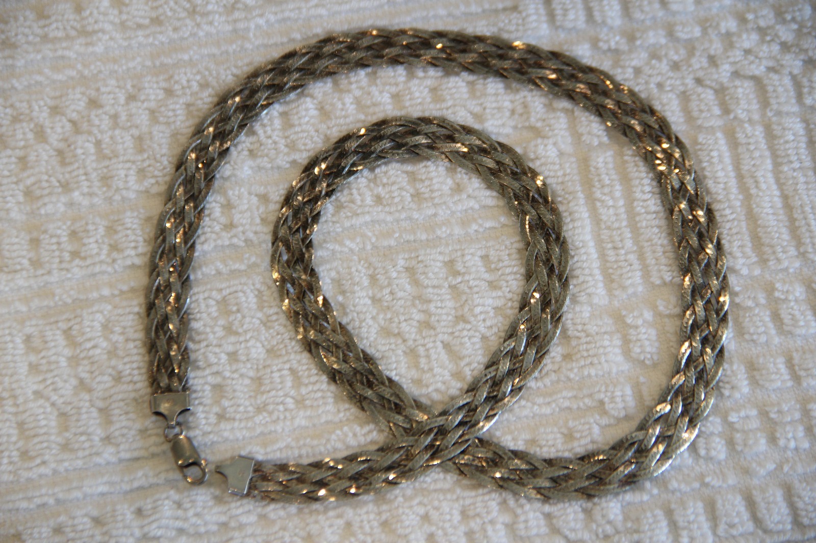 ISC Solid Sterling Silver Braided Herringbone Nec… - image 1