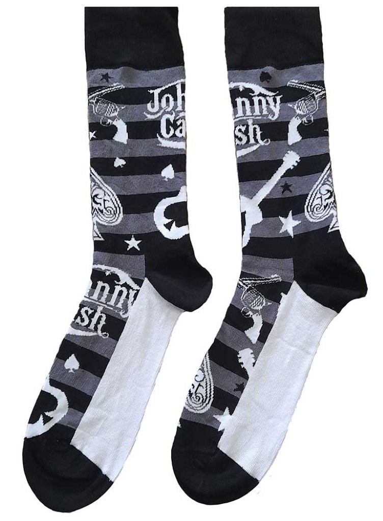 Johnny Cash Guitars N Guns Multicoloured Socks One Size UK 7-11 OFFICIAL