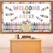 Boho Welcome to Our Pack Bulletin Board Set Crayons Back to School Classroom ...