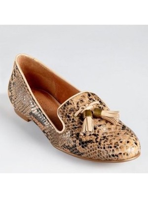 CORSO COMO Womens Beige Snake Valeda Toe Slip On Leather Loafers Shoes 5.5 M