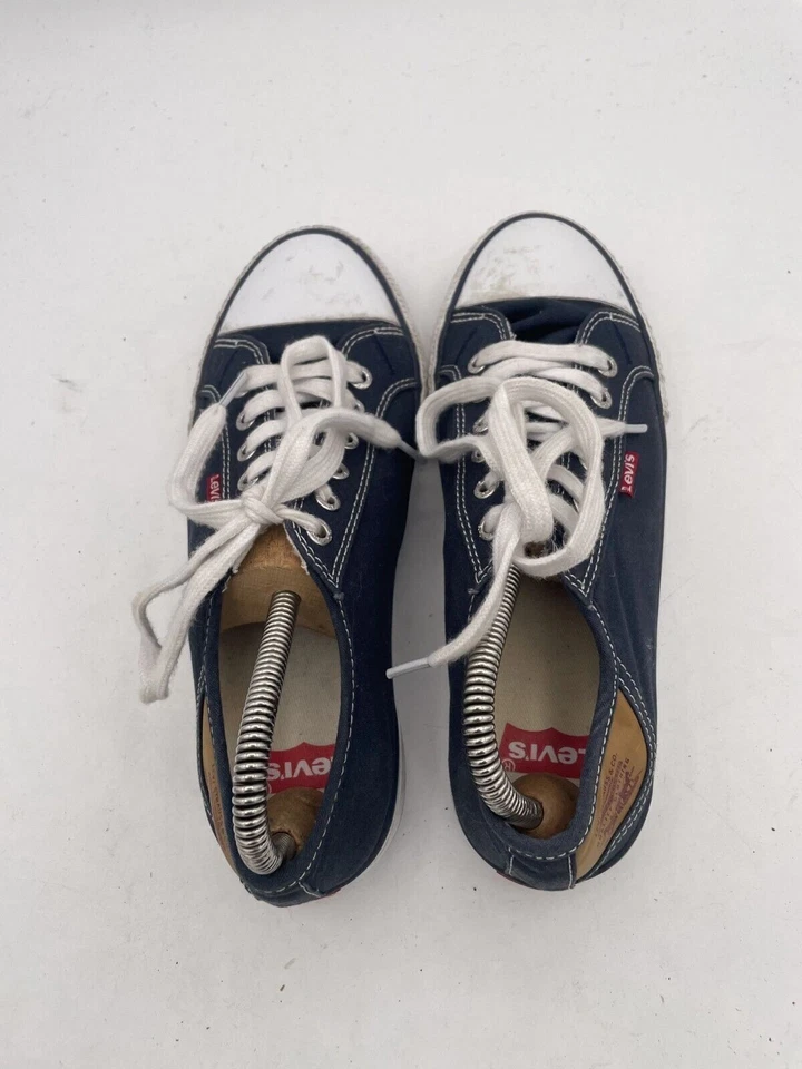 Zapatillas deportivas Levi's Strauss para mujer talla 7 azul blanco cuero con cordones Foto 4 de 4