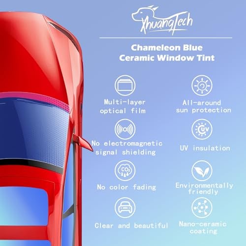  Blue Chameleon Window Tint for Car, 70% VLT Front Windshield Tint 30Inch X 