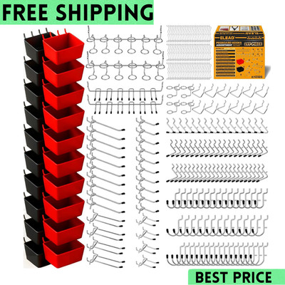 297 Piece Pegboard Hooks Kit, Peg Board Organizer Accessories with Bins for Orga