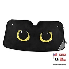 Qilmy Car Windshield Sunshade Foldable UV Sun 55 x 27.6 Inch Black Cat Eye