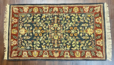 Capel Rhodes 350 Black Hand Knotted Woven Oriental Rug 3x5.6 ft with Certificate