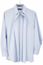 Chaps Blue White Button Down Dress Shirt- Large 32/33 Long Sleeve Wrinkle Free