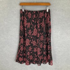Vintage Floral Midi Skirt Black Red Bloomcore Sz 12 Romantic Whimsigoth Y2K