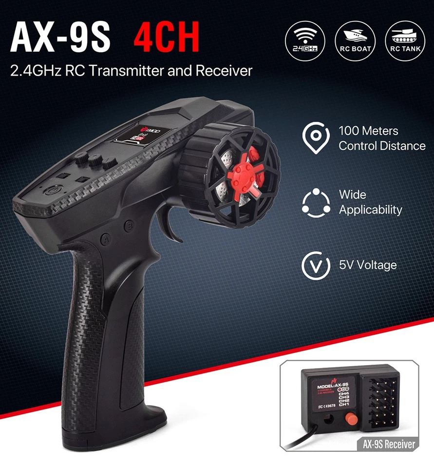 RC AX-9S 2.4G Radio Transmitter 2.4G 4CH Receiver For MN82 1/16 1/18 1/24 RC Car - Image 2 of 4