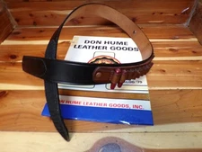 B57C 36" HUME Leather 1.5" Buckleless H&L .38/.357 Cartridge Gun Holster Belt
